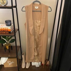 Tan longline sleeveless blazer